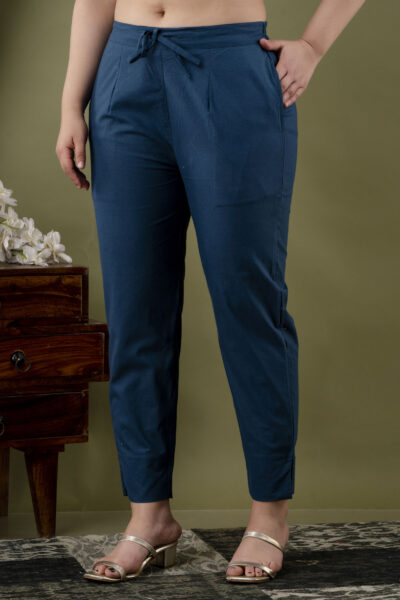 Women’s Cotton Flex Solid Pants | Regular Fit & Pockets 4 color